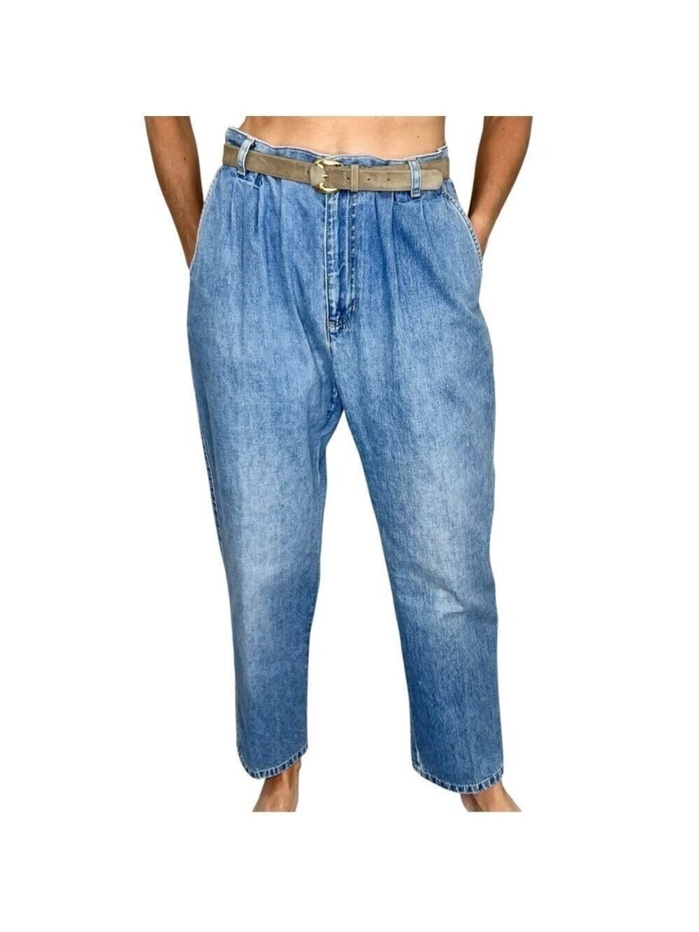 Vintage Liz Claiborne 80s 90s 100% cotton baggy pleated high rise jeans 12 S